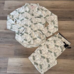 Victoria's Secret Women's Flannel Pajama Set Size XS Tall Christmas Palm Tree